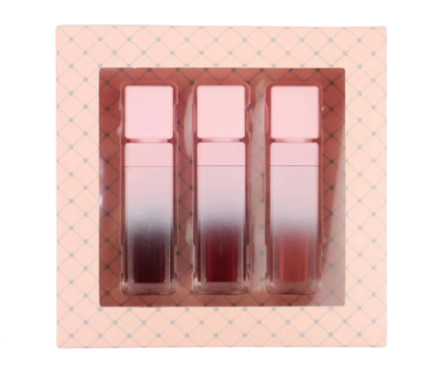 3-Shade Liquid Lipstick Set in Two Tone Pink Case – Bold & Smooth