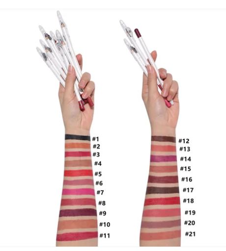 21 Shade HD Lip Definer Pencil with Sharpener - MQO 25 pcs