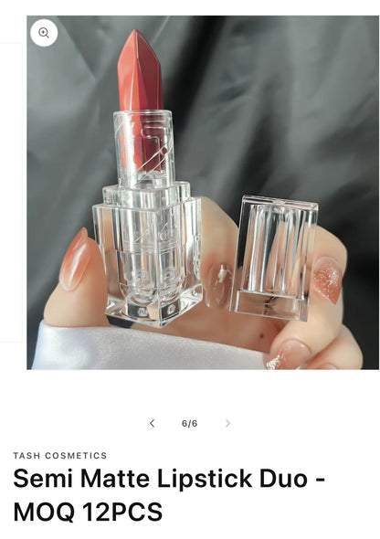 Semi Matte Lipstick Duo - MOQ 12PCS