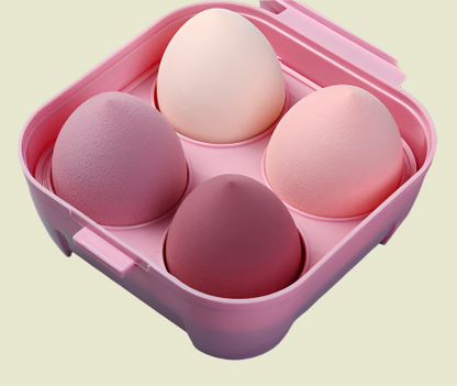 Egg Carton Container Beauty Blender Sponge 4pc Set