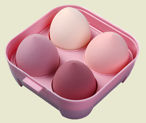 Egg Carton Container Beauty Blender Sponge 4pc Set